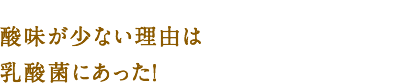 酸味が少ない理由は乳酸菌にあった！